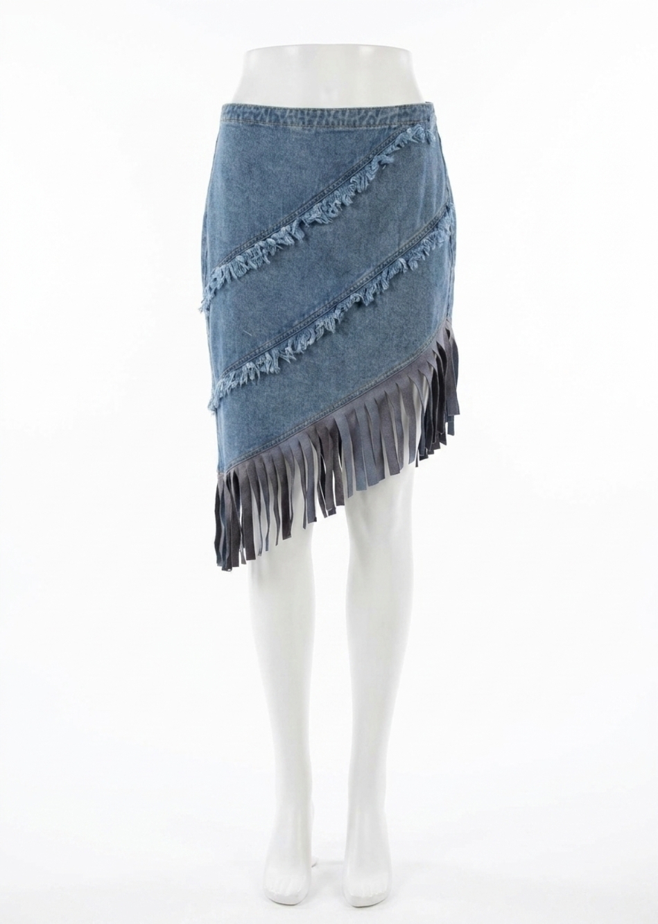 NEW SCULLY fringe skirt in blue